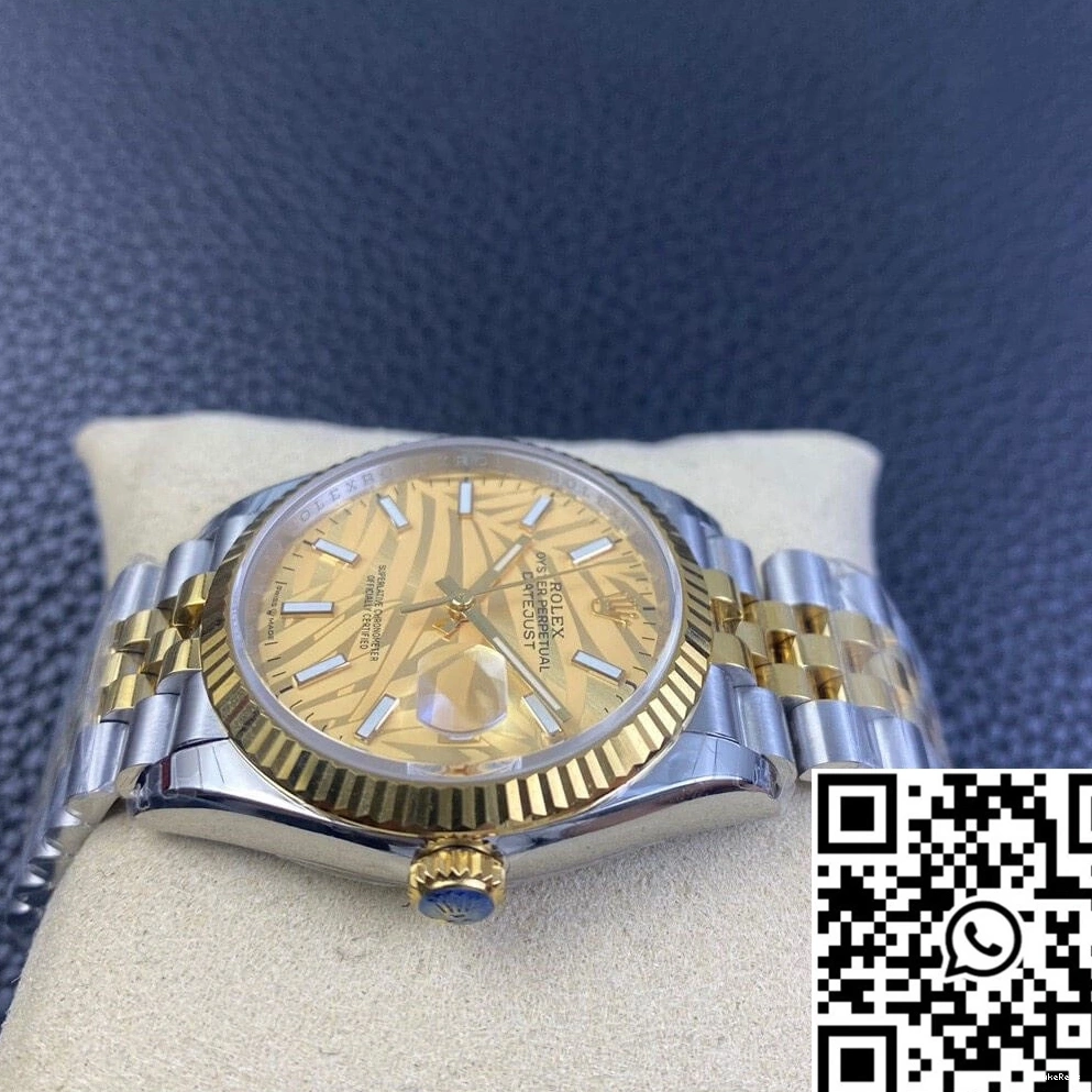 Golden Dial Pattern Palm Leaf Datejust Factory EW Rolex M126233-0037 0429